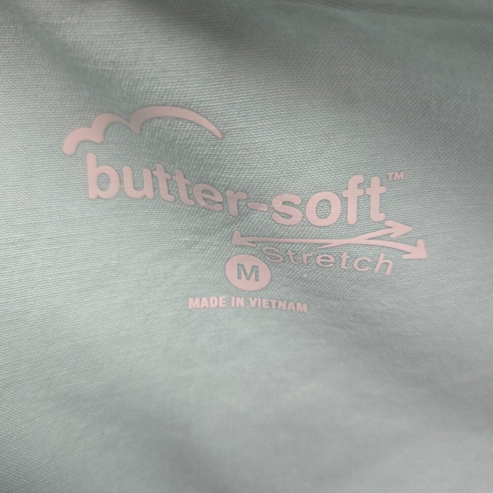 Butter Soft Stretch Mint Green Scrub Set V Neck Top & Cargo Pants Size M - Picture 3 of 3